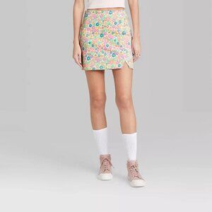 Women's Notch Front Seamed Jean Mini Skirt Wild Fable™ Floral Print Size 10